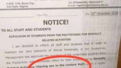 Students caught having sex in “lecture hall” have been sacked (photo)