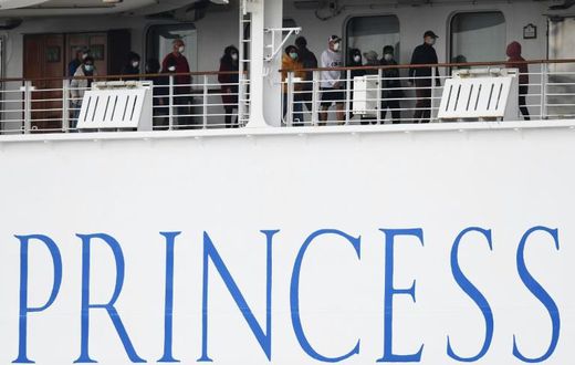 Passengers on the Diamond Princess are confined to their cabins except for brief outings on open decks wearing facemasks