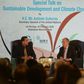 United Nations Secretary-General Antonio Guterres (R), pictured during a question and answer session at an event on sustainable development and climate change in Islamabad, said "too many decision makers continue to fiddle" while the plant burns