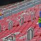 Workers take a break at the Al-Bayt stadium under construction for the 2022 Qatar World Cup and one of several where the workforce has been hit by COVID-19
