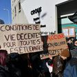 Hundreds of students demonstrated in Lyon, Paris and Lille over the struggling student's desperate act