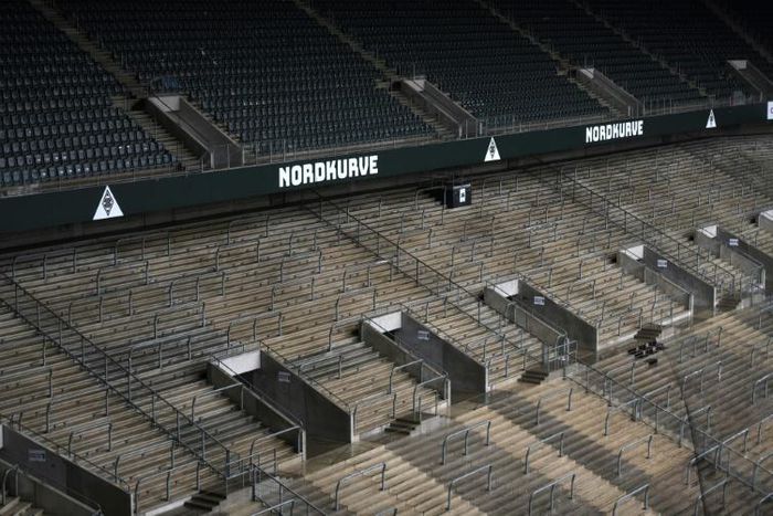 A deserted Borussia-Park, Borusia Moenchengladbach's home stadium