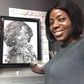Shirley Frimpong-Manso receives pencil drawing