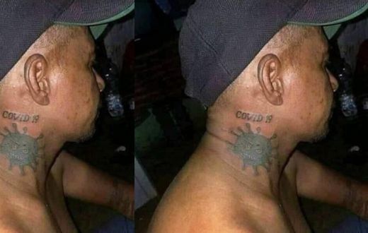 Man tattoos COVID-19 on his body
