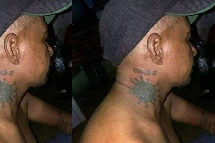 Man tattoos COVID-19 on his body