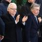 Everton manager Carlo Ancelotti (R) with club chairman Bill Kenwright following Saturday's goalless draw with Arsenal