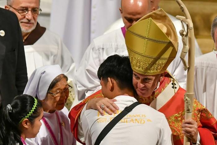 Pope Francis led a Holy Mass at the Assumption Cathedral in Bangkok on his first visit to Buddhist-majority