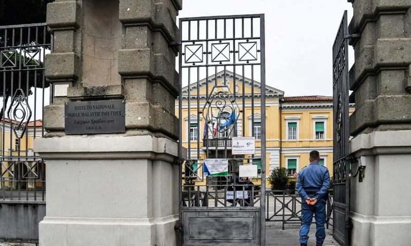 The two Chinese tourists are being held in isolation in the Lazzaro Spallanzani National Institute for Infectious Diseases in Rome after they tested positive for the coronavirus