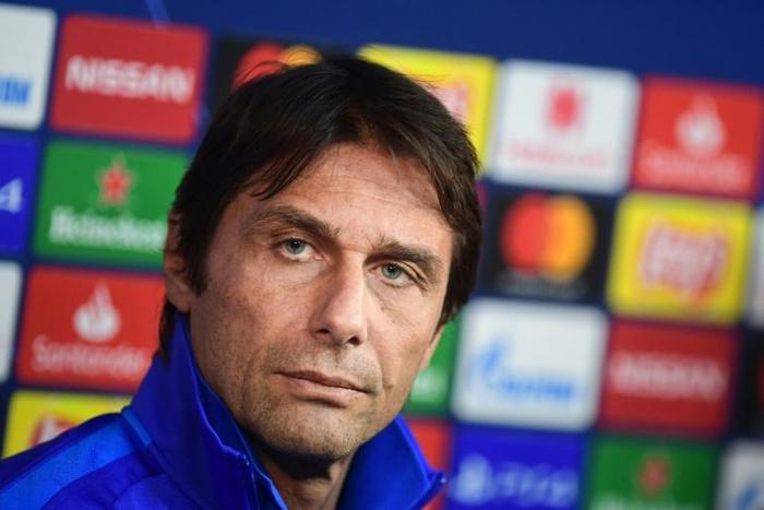 Inter Milan coach Antonio Conte speaks at a press conference before their Champions League match against Barcelona at the San Siro