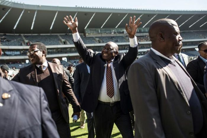 Judges dismissed the probe into South African President Cyril Ramaphosa, seen here greeting crowds at an event