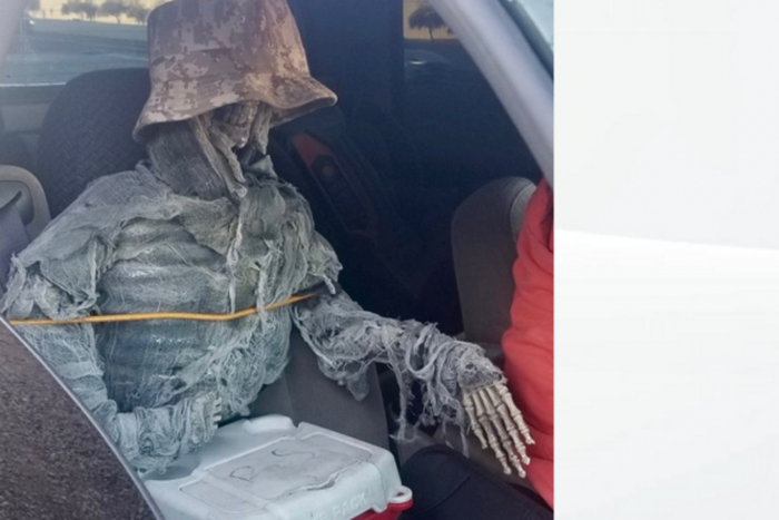 Driver arrested and fined for using ‘skeleton’ as a passenger to mislead police
