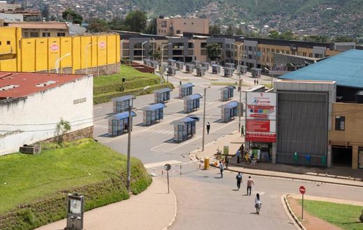 Empty: The bus station in the Rwandan capital Kigali after the government imposed a travel ban