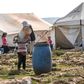 Syrians displaced by regime bombardment have sought shelter in squalid camps along the border with Turkey