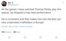 Fans heap praise on Thomas Partey
