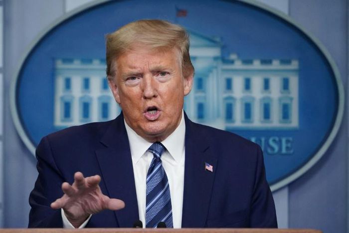 US President Donald Trump during his daily briefing on the novel coronavirus, COVID-19, on April 21, 2020
