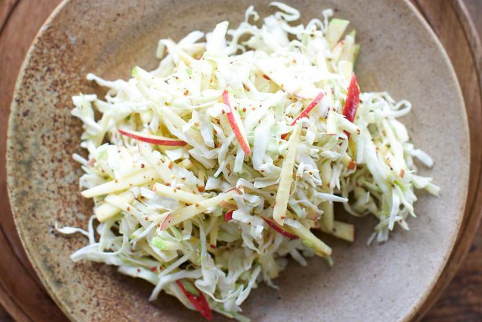 Mustardy cabbage and apple-slaw