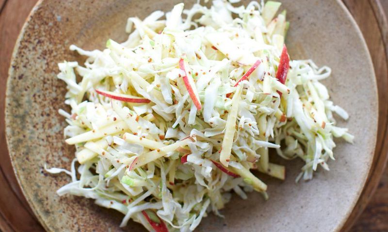 Mustardy cabbage and apple-slaw