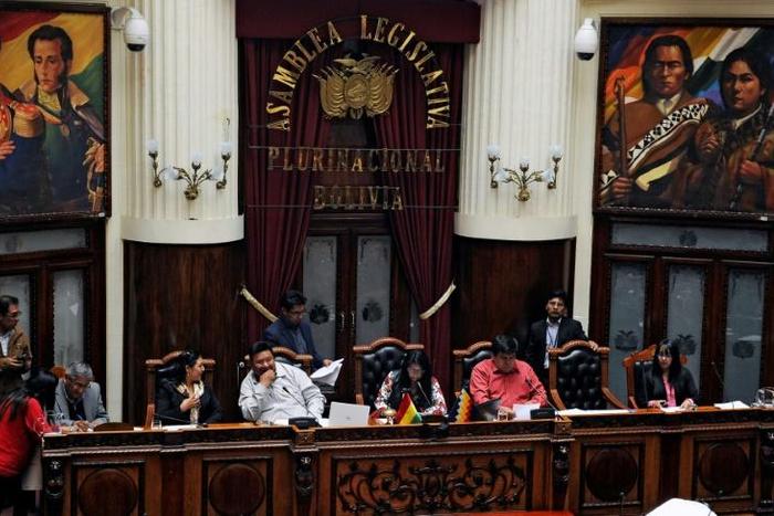 Bolivian legislators meet during a session of the Legislative Assembly in La Paz on November 28, 2019