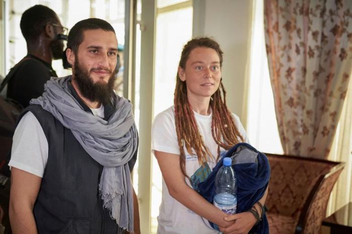 Luca Tacchetto and Edith Blais appeared slightly disoriented when they landed in Bamako