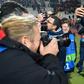 Bayern Munich's Polish forward Robert Lewandowski marks his four goals in 15 minutes on Tuesday by taking a selfie with the matchball in Belgrade.