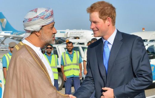 Haitham bin Tariq, who has been sworn in as Oman's new ruler, is seen meeting Britain's Prince Harry in November 2014