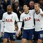 Tottenham players celebrate their opening goal in the Premier League match against Burnley