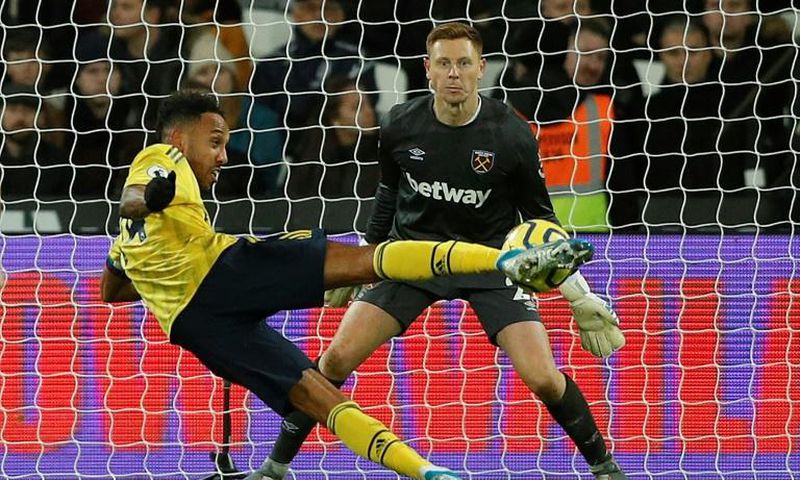 Pierre-Emerick Aubameyang scored his 13th goal of the season as Arsenal beat West Ham 3-1