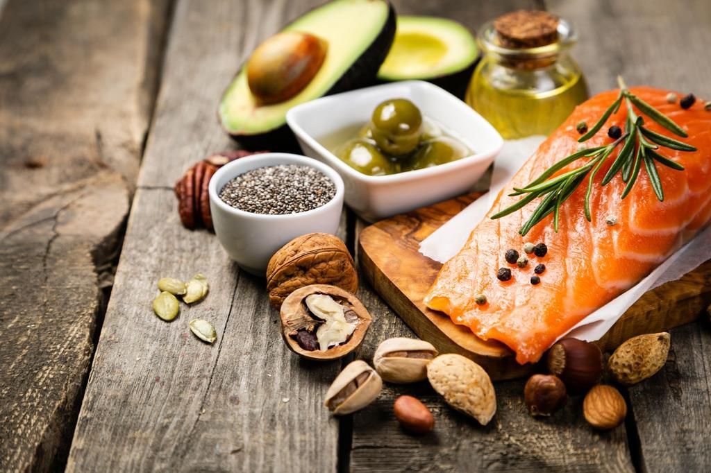 Selection of healthy unsaturated fats, omega 3