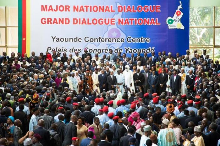 Cameroonian Prime Minister Joseph Dion Ngute presides over the opening of a national dialogue on the anglophone crisis in September 2019