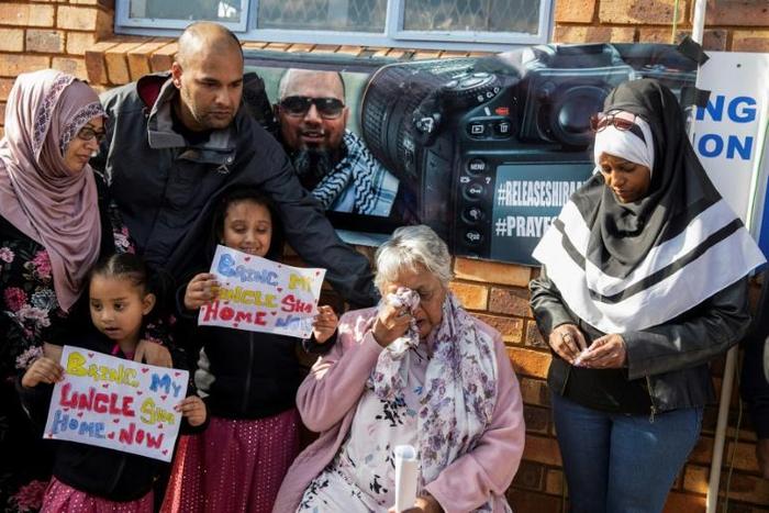 Shiraaz Mohamed's family campaigned for his release on election day last May outside a Johannesburg polling station where President Cyril Ramaphosa was to cast his vote