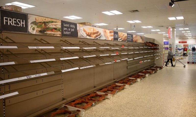 Panic buying has emptied the shelves in some stores