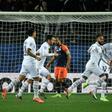Paris Saint-Germain's Brazilian forward Neymar (C) celebrates after scoring a goal during the French L1 football match between Montpellier Herault Sport Club (MHSC) and Paris Saint-Germain (PSG) on December 7, 2019, at the Mosson stadium in Montpellier...