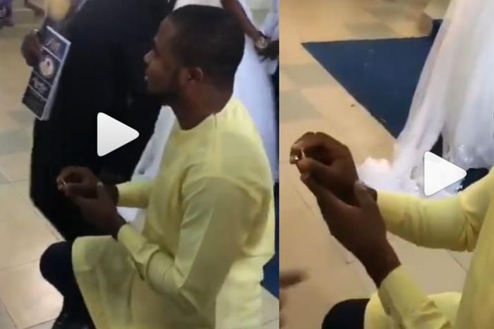 Man left embarrassed as pastor stops him from proposing to his girlfriend at a wedding ceremony
