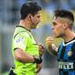 Inter Milan's Lautaro Martinez (C) scored the opener but was sent off late at the San Siro.