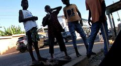 Street boy Mohammed with friends