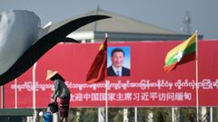 Billboards and banners welcomed China's Xi Jinping to Naypyidaw on Friday
