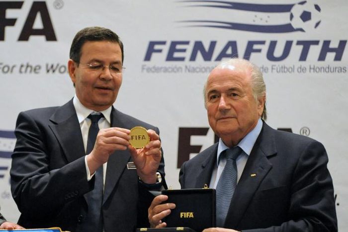 Rafael Callejas, shown here in 2011 with former FIFA president Sepp Blatter, pleaded guilty in FIFAgate