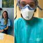 Nurse and semi-professional football referee Iragartze Fernandez officiating a match (L), at a hospital desk (C) and at a hospital in Bilbao during the COVID-19 coronavirus outbreak.