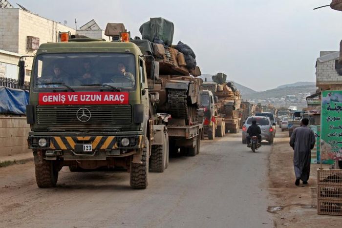 A Turkish military convoy in Syria's Idlib province, where the UN fears current violence could worsen