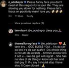 Screenshot of Adebayor's comment