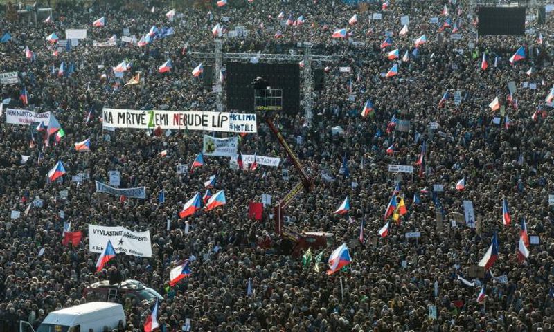 The mass protest comes of the eve of the 30th anniversary of the Velvet Revolution