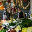 The scene at a Rome market on Monday