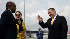 US Secretary of State, Mike Pompeo (R), and his wife, Susan Pompeo (C), travelled to Angola
