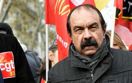 Philippe Martinez is pictured during a demonstration against pension reform on December 10