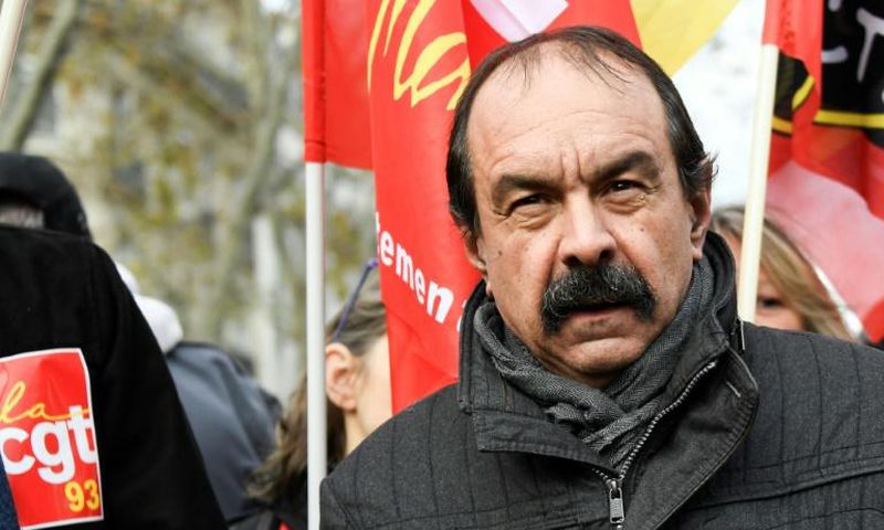 Philippe Martinez is pictured during a demonstration against pension reform on December 10
