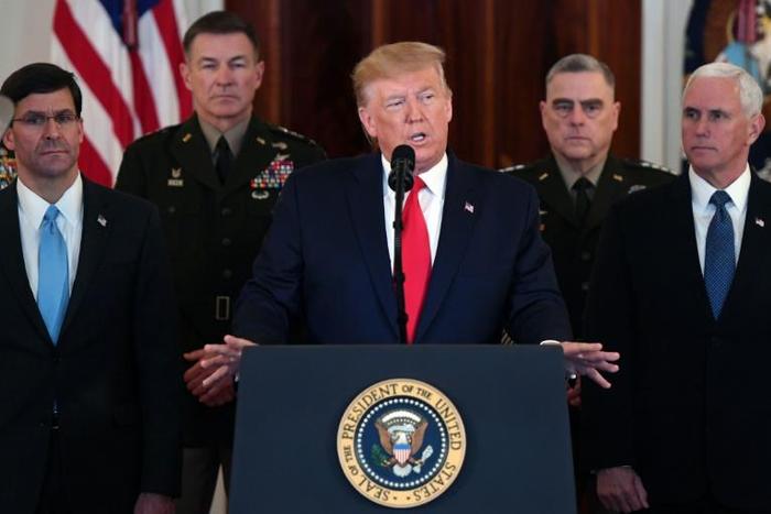 US President Donald Trump said the United States would impose "additional punishing sanctions" on Iran but made no mention of military retaliation to Tuesday's missile attacks