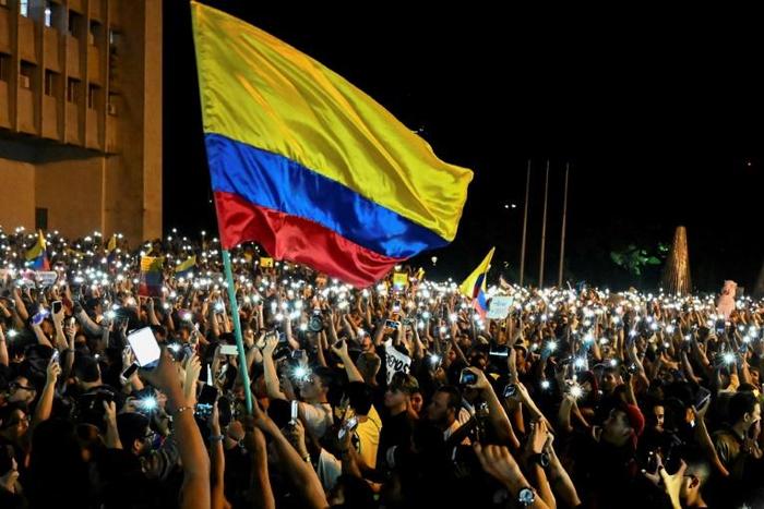 A protest against the government of Colombia's President Ivan Duque, in Cali, Colombia on November 23, 2019