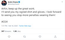 Andre Onana's tweet
