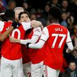 Pierre-Emerick Aubameyang was mobbed by Arsenal's celebrating stars