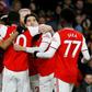 Pierre-Emerick Aubameyang was mobbed by Arsenal's celebrating stars